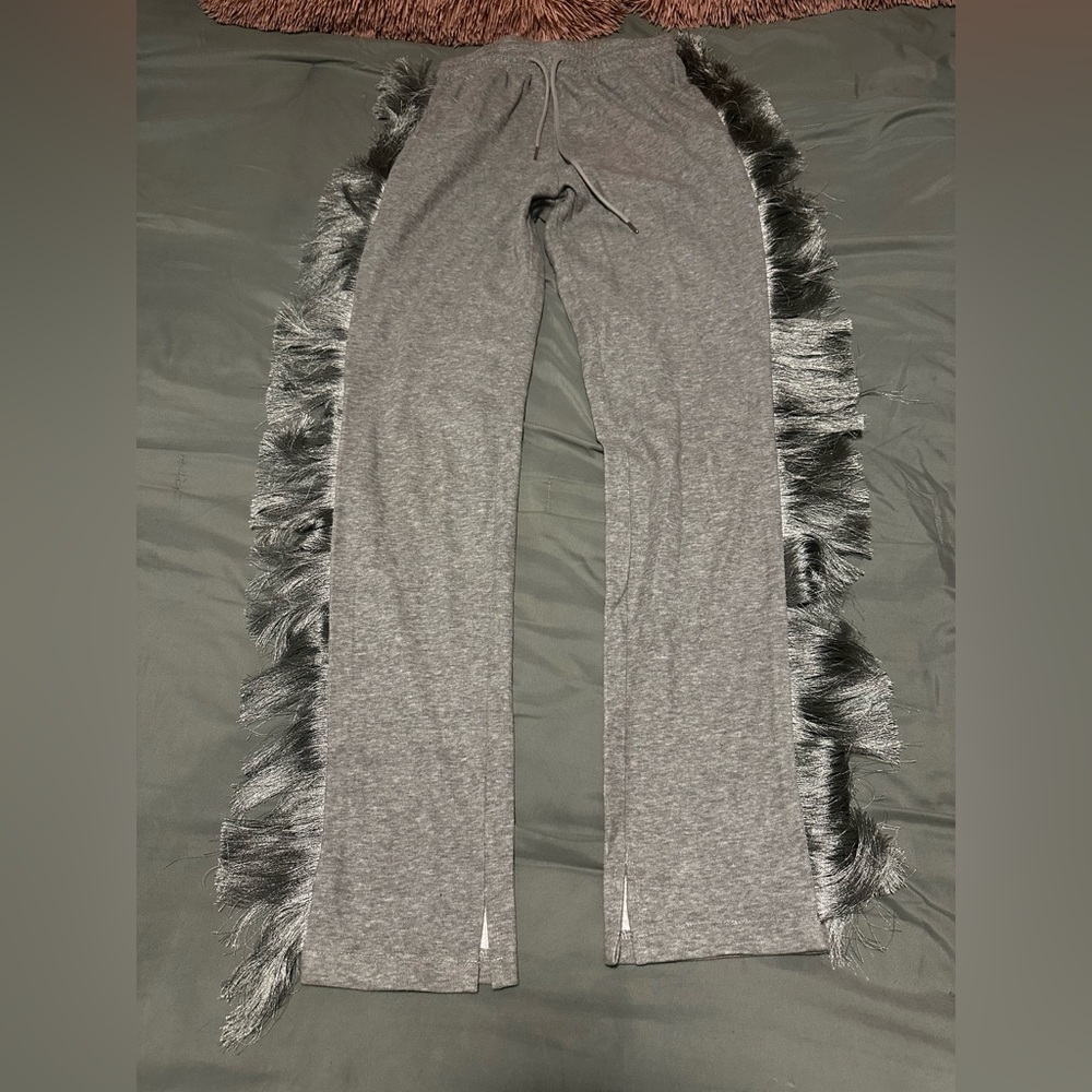 Minaa Monroe Gray Fringe Pants